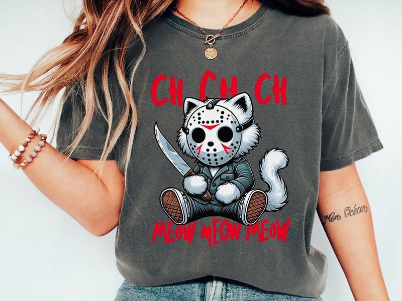 Horror Movie Shirt, Funny Killer Cat Tee, Horror Film Club Tee, Halloween Scary Movie Shirts, Horror Movie Lover Shirt, Retro Halloween Cat Lover Sweatshirt, Serial Killer Shirt