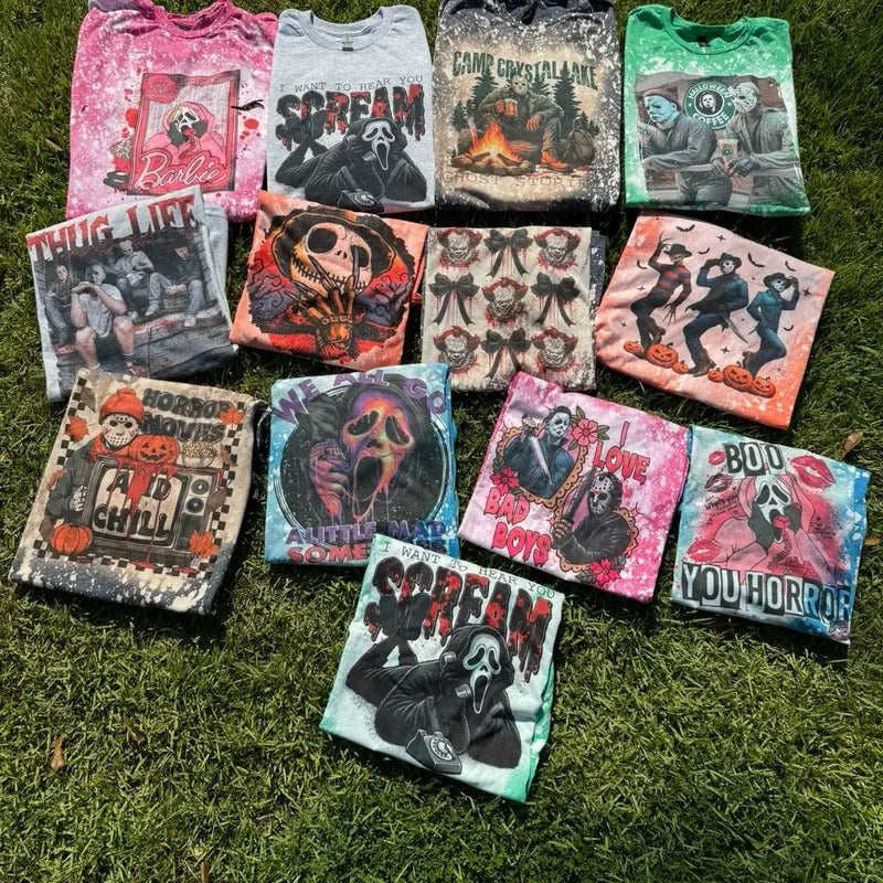 Horror T-Shirt - Unisex Gildan - Bleached Tees Sublimation Comfort Fashion Halloween Graphics Menswear Soft