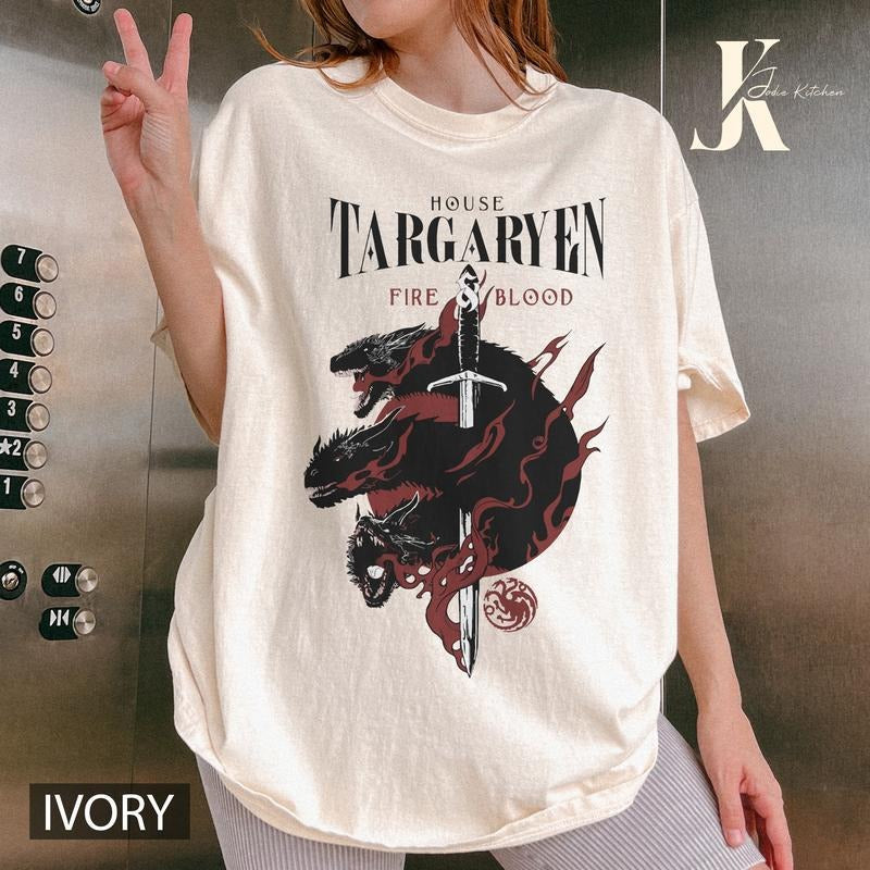 House of the Dragon Targaryen Comfort Colors Shirt, Targaryen House Comfort Colors Shirt, House of the Dragon Season 2 Shirt,Targaryen shirt ,Dragon Sweatshirt, Game of Throne Gifts Crewneck Top