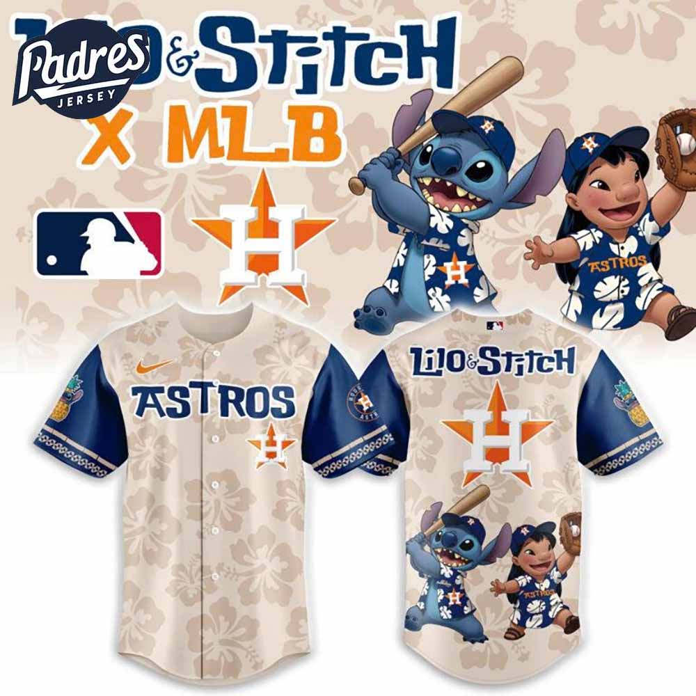 Houston Astros MLB Lilo And Stitch Summer Baseball Jersey - Padres Jersey Oasis: Elevate Your Baseball Style Game