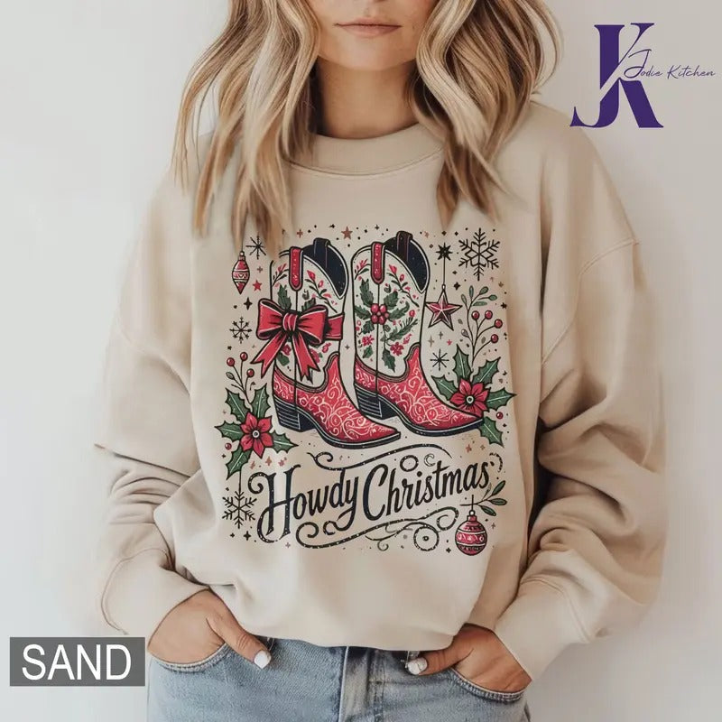 Howdy Christmas Sweatshirt, Western Christmas Shirt, Cowboy Christmas Shirt, Christmas Crewneck, Country Christmas, Cowgirl Christmas Shirt