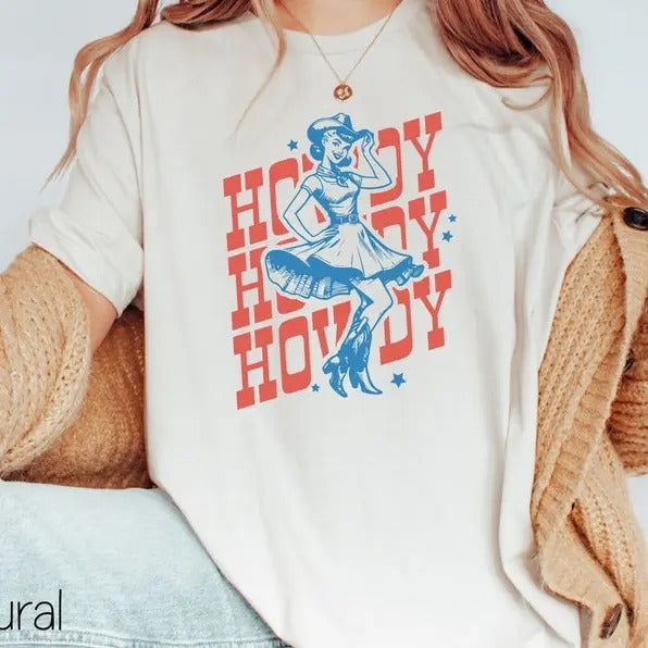 Howdy Shirt,Cowgirl Western T-Shirt,Retro Cowgirl Shirt,Vintage 90s Graphic Western Shirt,Rodeo Country Western T-Shirts,Wild West Gift