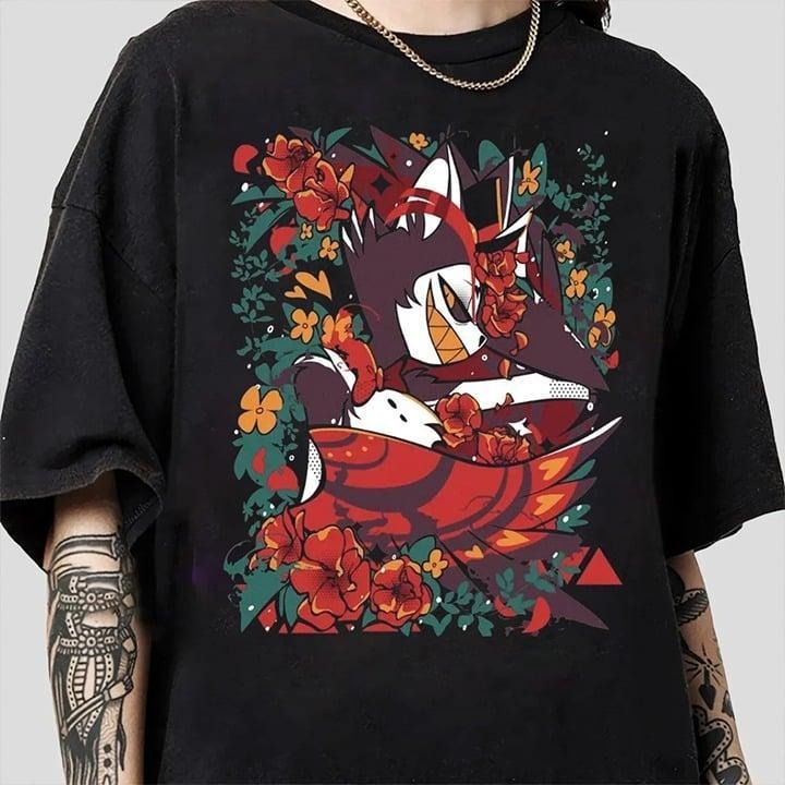 Husk FLower Shirt, Hazbin Hotel Characters, Hazbin Hotel Tshirt Menswear Top Underwear Man T-Shirt Streetwear Crewneck Round Neck Tropical