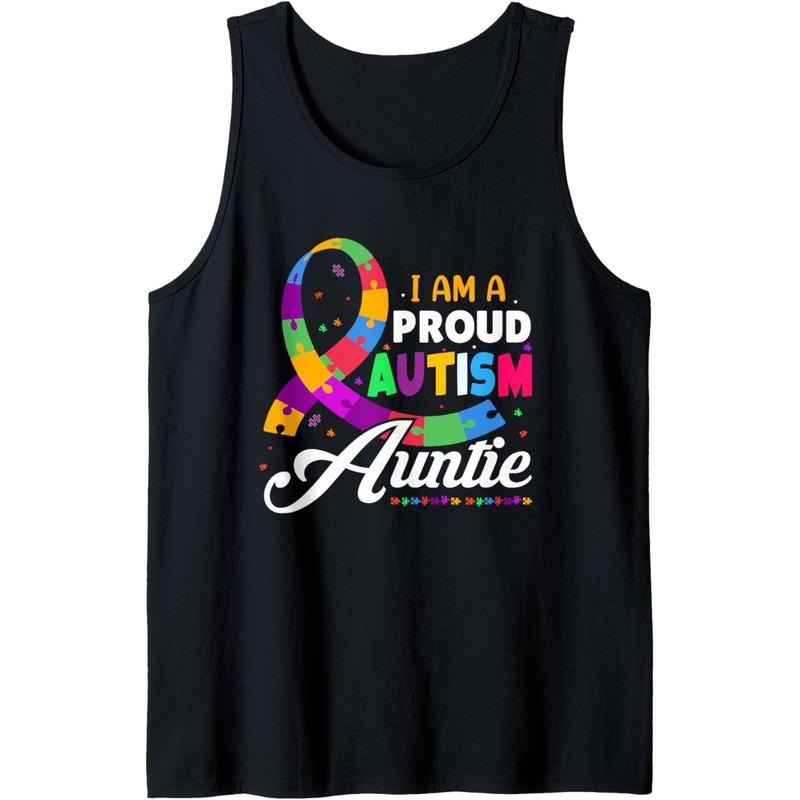 I Am A Proud Autism Auntie Tank Top MADE IN USA