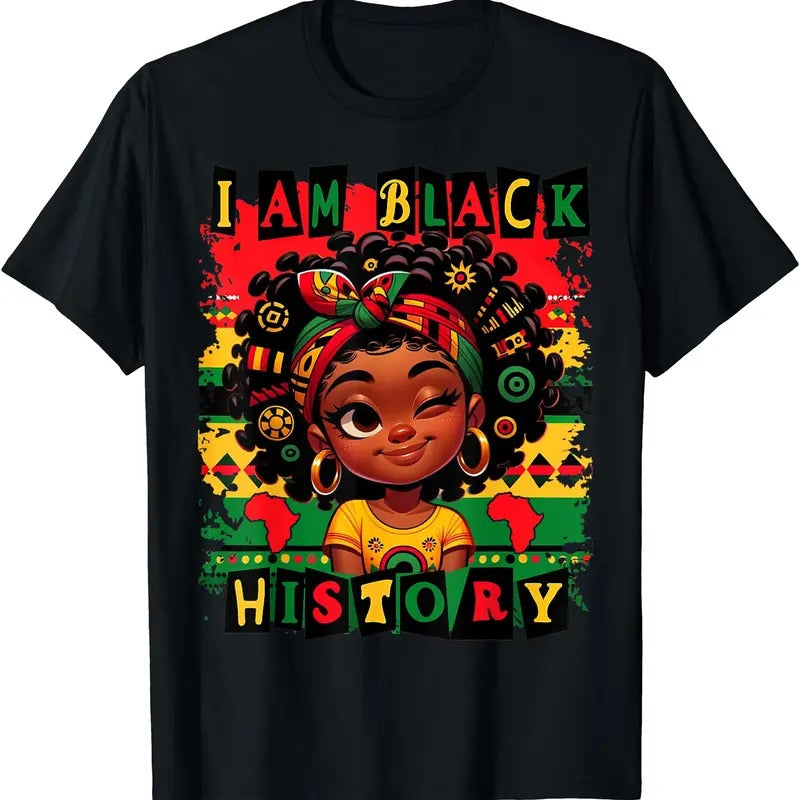 I Am Black History Month Black Melanin Girls T-Shirt | Unisex cotton tee Gifts, Crewneck