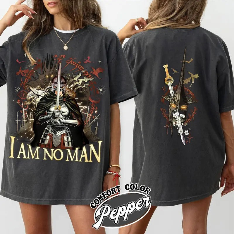 I Am No Man Comfort Color TShirt, Fantasy Dragon Bookish Shirt, Fantasy Merch Comfort Colors, Fantasy Book Lover Fit Tops, Book Gift