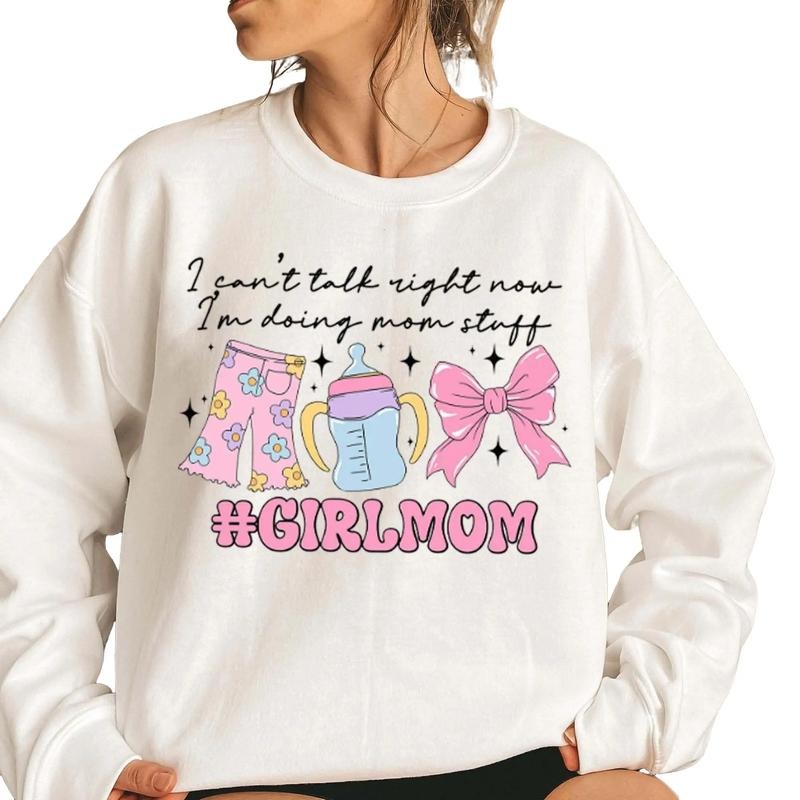 I Can't Talk Right Now Im Doing Mom Stuff Girl Mom Sweatshirt, Mom Gift Mothers Day Shirt, Unisex Sweatshirt, Gifts For Mother Women From Children Kids, Long Sleeve Crewneck Tee, Gifts For Birthday