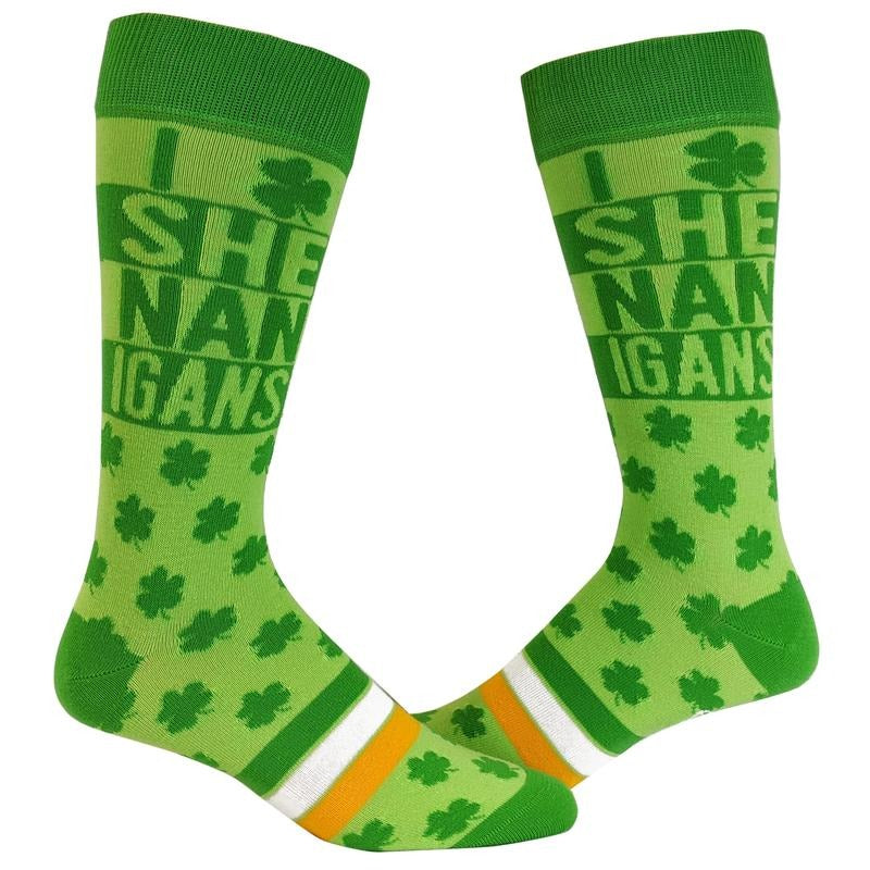 I Clover Shenanigans Socks Funny Saint St Patricks Day Irish Novelty Sarcastic (Green) - Mens (7-12) Funny Graphic Socks...
