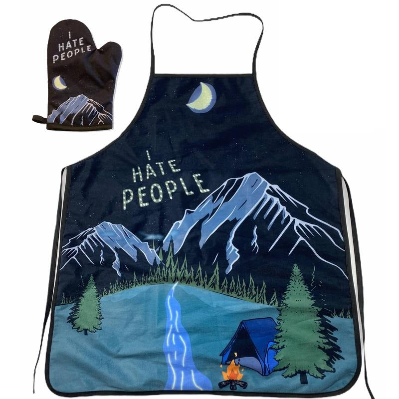 I Hate People Funny Outdoor Adventure Camping Introvert Graphic Kitchen Accessories Funny Graphic Kitchenwear Funny Camping Novelty Cookware Black