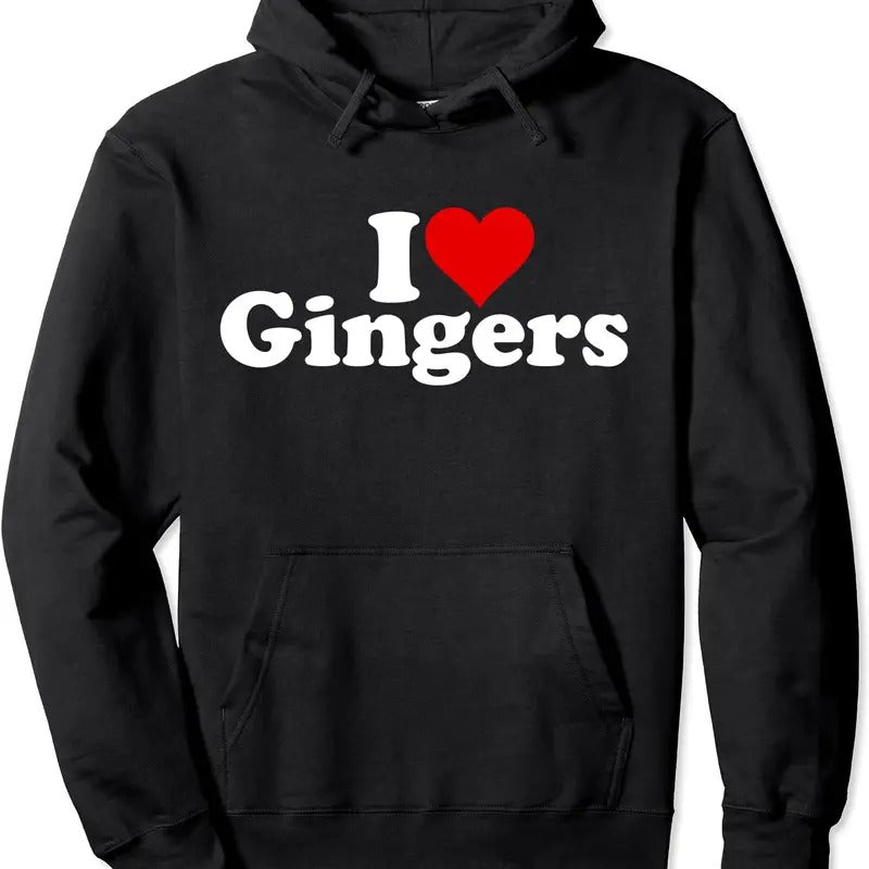 I LOVE HEART GINGERS REDHEADS RED HAIR Hoodie | Unisex Hooded Sweatshirt