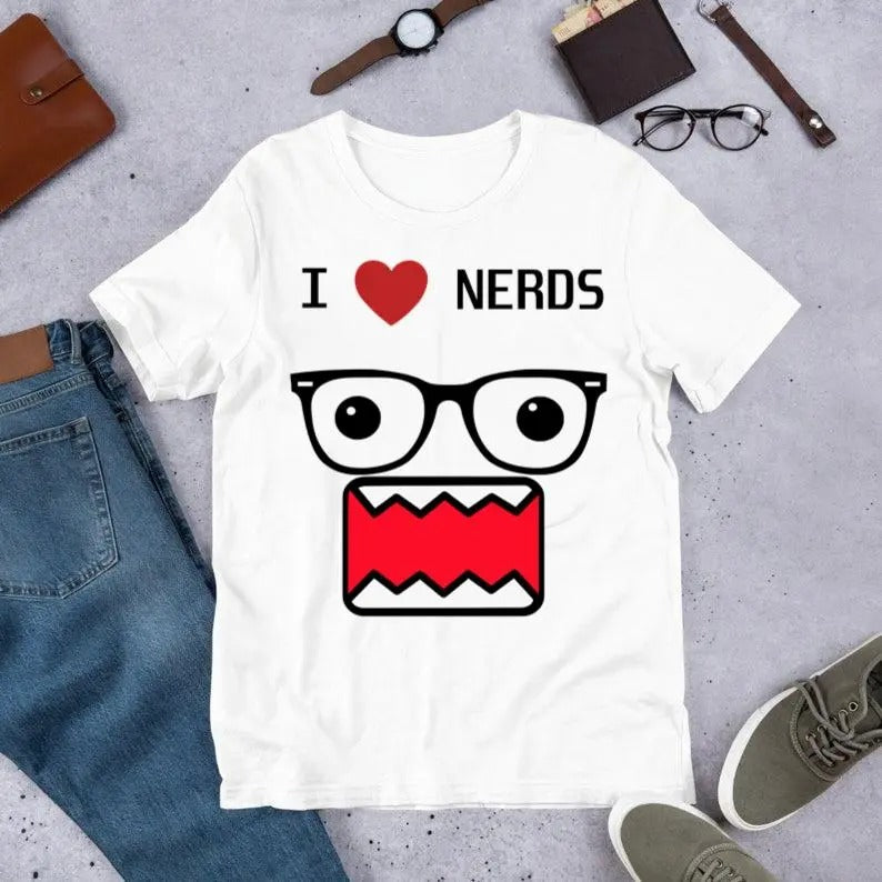 I LOVE NERDS T-shirt, D0m0 Kun T-shirt Basic Graphic Unisex For Men Women
