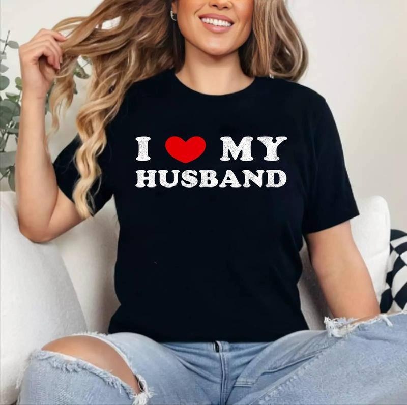 I Love My Husband, I Heart My Husband T-Shirt | Cotton 100%, Crewneck, Top Womenswear