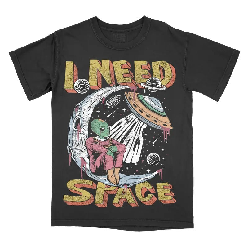 I Need Space Comfort Colors Unisex T-shirt Gothic Alternative Fashion Casual Tees Round Neck Tshirt