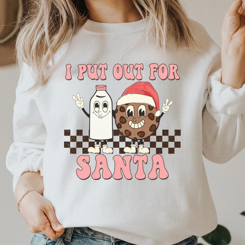I PUT OUT FOR SANTA CREWNECK (Crewneck Sweatshirt, Unisex Fit, Causal Sweatshirt for Christmas, Christmas Holiday Sweatshirt) Polyester Womenswear