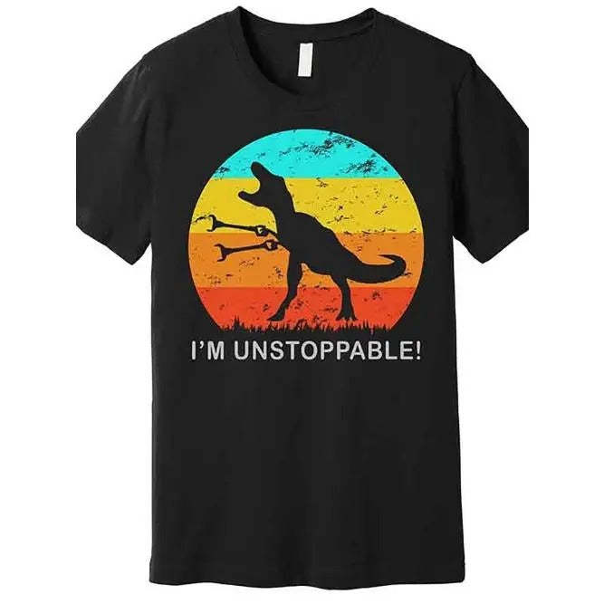 I am unstoppable Fun Vintage TRex Premium T-shirt, Fun Men's Short Sleeve Graphic T-shirt Collection Black,Made in USA