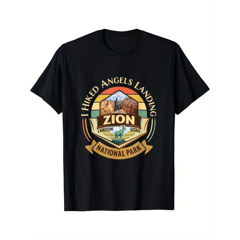 I hiked up Angel's Landing. Zion Vintage Sunset Design T-Shirt. Made in USA