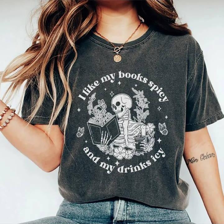 I like my Books And My Drinks Icy Shirt, Books Lover T-shirt, Iced Drinks Lover Graphic Tee, Reading Soft Fabric Tee, Comfort Color Bookish Shirt