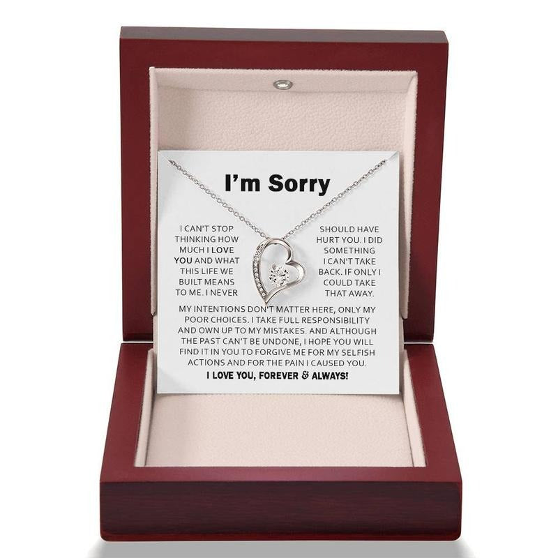 I'm Sorry Forever Love Necklace, Gift For Her, Apology Necklace For Girlfriend Wife, Forgiveness Gift, Love Necklace With Message Card, Gift For Soulmate, Necklace With Gift Box, Valentine's Day Ideas, Necklace Box, Gifts For Valentines Day