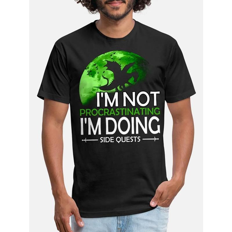 I'm not procrastinating, I'm doing a side task - Funny Men's Short Sleeve Pattern T-Shirt Collection Black Made in USA