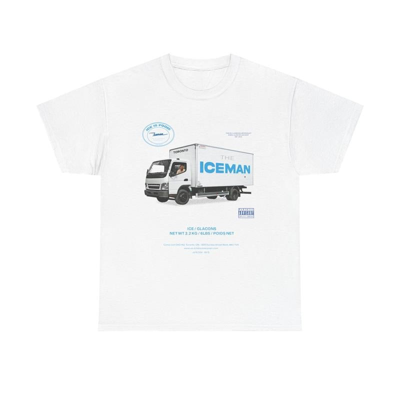 ICEMAN TRUCK SHIRT - ALBUM COTTON 100% Mens Drake Tee Fashion Graphic Tee Casual Classic Unisex Top White Basic