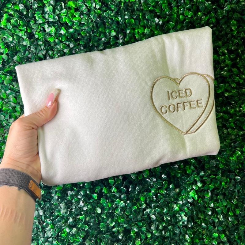 Iced coffee embroidered sweater