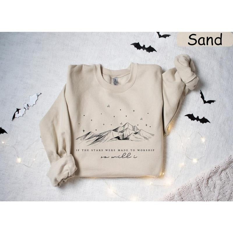 If The Stars Were Made To Worship Shirt, Religious Sweatshirt, Christian Shirts For Women, Bible Verse Shirt, Faith Shirt Cotton Polyester Womenswear Hoodie