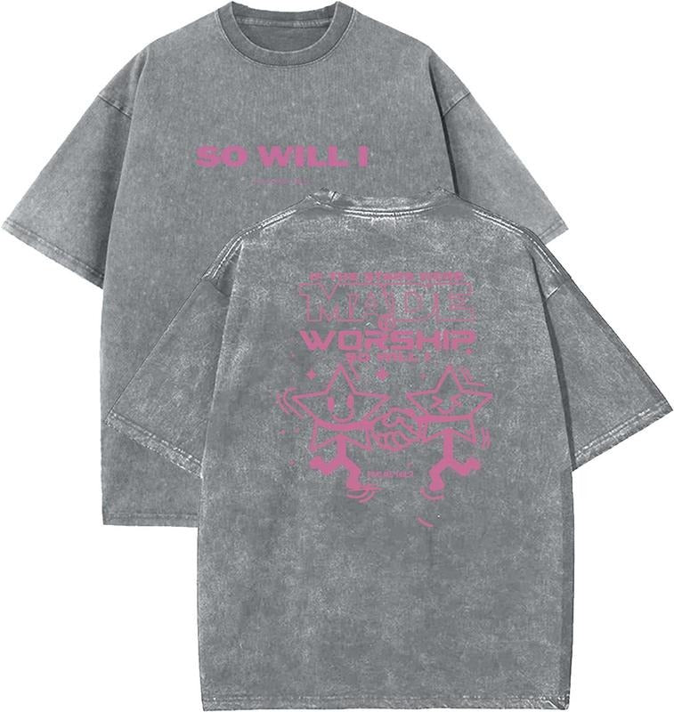 If The Stars Were Made To Worship Unisex Washed T-Shirt, Christian t shirts, Vintage 90s Graphic Tee, Gift Top Womenswear Cotton
