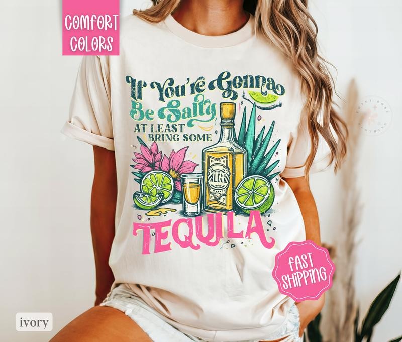 If You're Gonna Be Salty Shirt Comfort Colors, Tequila Tshirt, Funny Oversized Women's Beach Tee, Swimsuit Cover
