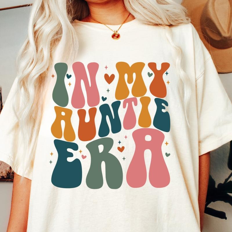 In My Auntie Era Shirt, Auntie Shirt, Aunt Shirt, Gift for Aunts, Favorite Aunt Shirt, Aunt Gift from Niece, Cool Aunt Shirt Casual Comfort Cotton Crewneck Fashion Fit
