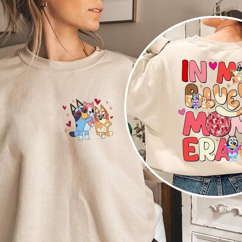 In My Bluey Mom Era Sweatshirt, Bluey Mom Sweatshirt, Valentine Gift For Mom, Bluey Mother's Day Shirt, Bluey and Bingo Shirt, Mama Bluey Shirt