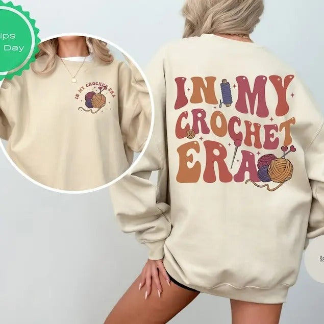 In My Crochet Era Shirt, Crochet Lover Shirt, Knitting Shirt, Crafter Mom Shirt for Women, Funny Crochet Crewneck, Gift for Knitting Lover