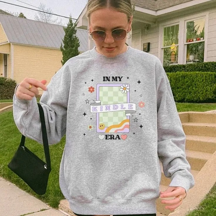 In My Kindle Era Sweatshirt Bookish Merch Booktok Crewneck Gift for Reader Bookworm Sweatshirt Book Lover Sweater