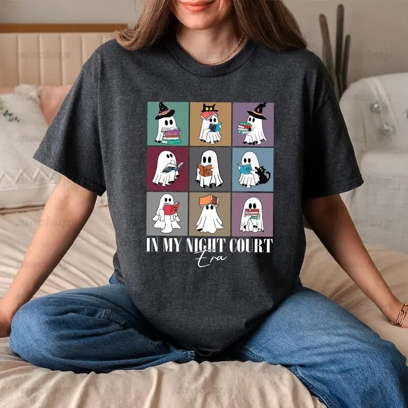 In My Night Court Era T-shirt, Spooky Acotar Shirt, Halloween Velaris Tee, Night Court Spooky Season tshirt, Cute Ghost Book Lover Gifts, Book Lover Gift, Reading Book, Womens Book Gift, Bookish Gift, gift for her