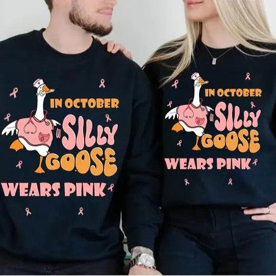 In October We Wear Pink Shirt, Silly Goose Shirt, Breast Cancer, Christmas Gifts For Nurses, Holiday Nurse Gift, Gift For Him, Gift For Her