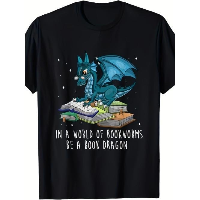 In a world full of bookworms, make a Book dragon T-shirt Made in USA