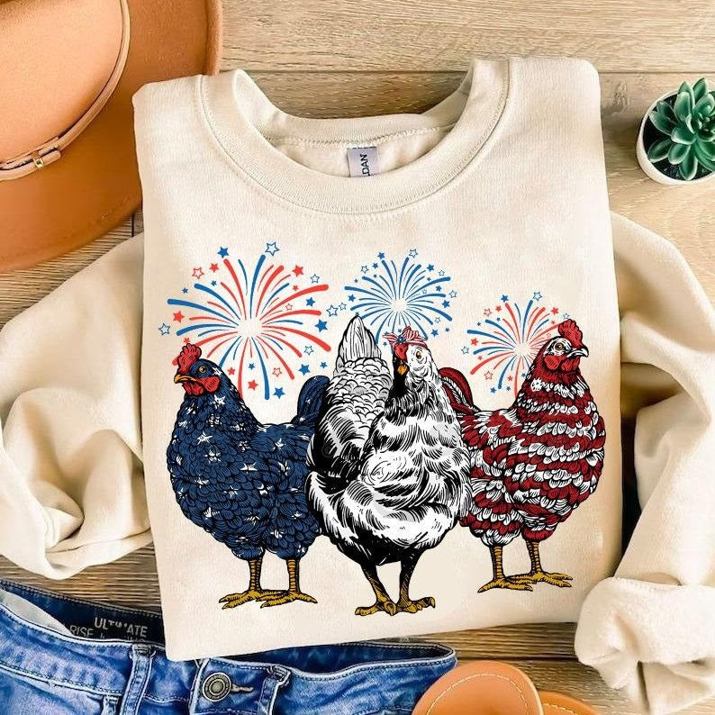 Independence Day, Patriotic USA Chicken, Retro American 4th Of July, Patriotic, Retro American T-shirt, sweater and Hoodie