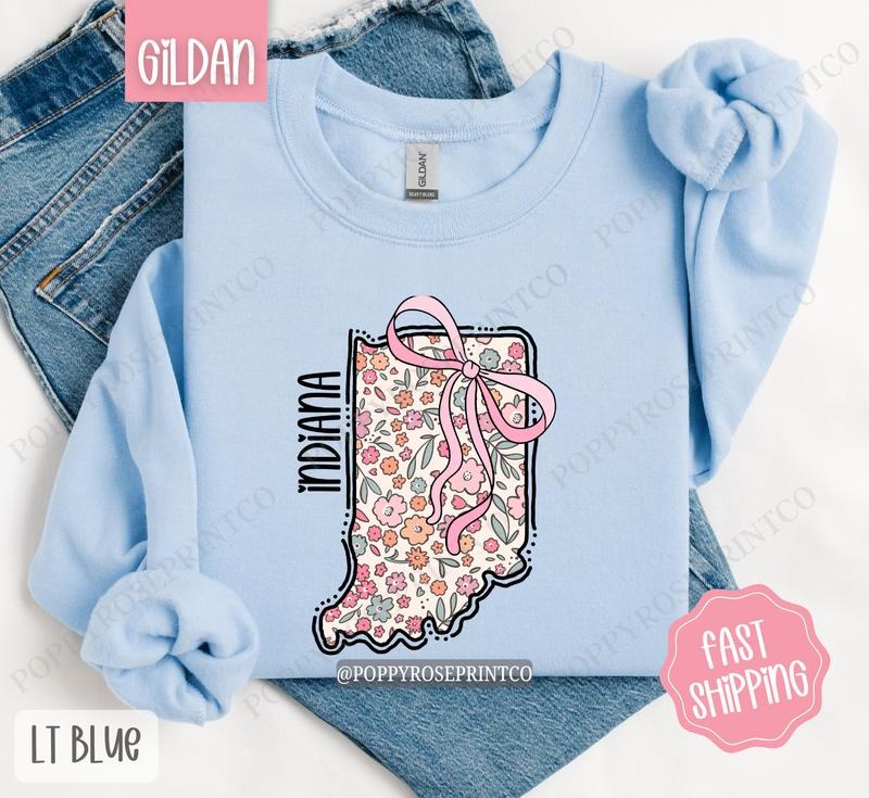 Indiana Floral Sweatshirt, Cute Indiana Sweatshirt, Indiana State Sweatshirt