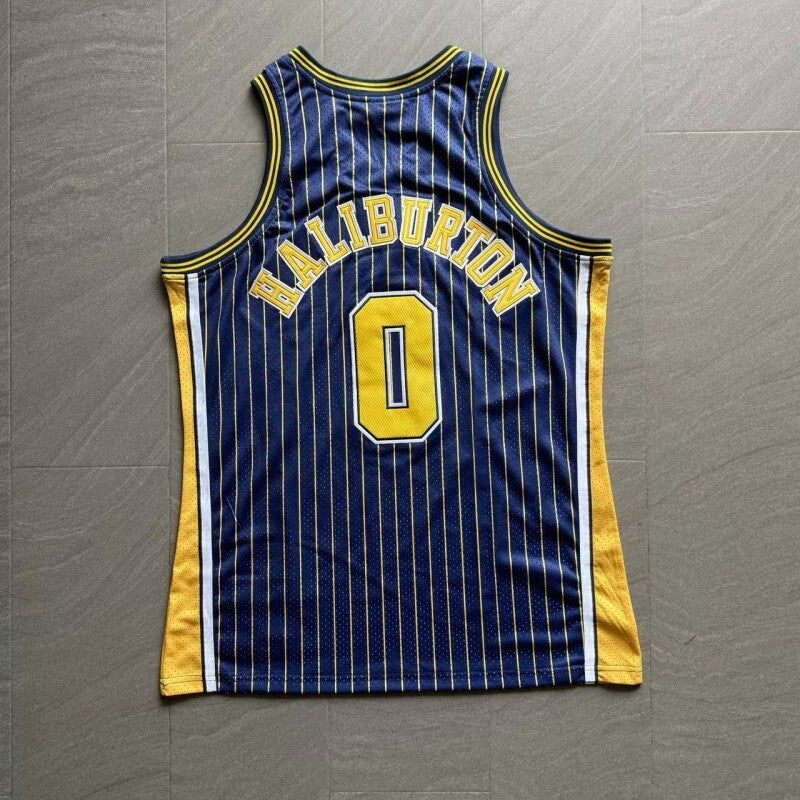 Indiana Pacers #0 Tyrese Haliburton mitchell&ness Pacers 0 # Blue Embroidered Jersey Style 1