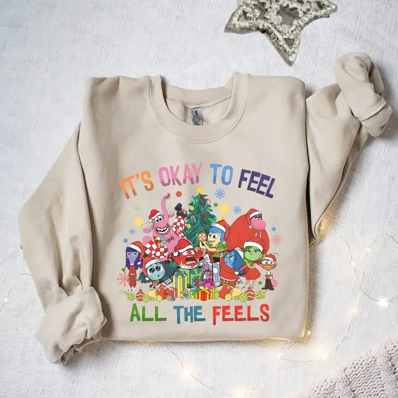 Inside Out 2 Characters Merry Christmas Matching Sweatshirt, Anxiety Ennui Joy Fear Xmas Tee, Very Merry Christmas Gift, Inside out Christmas Shirt, Xmas Matching Family Shirt, Christmas Lights Sweatshirt