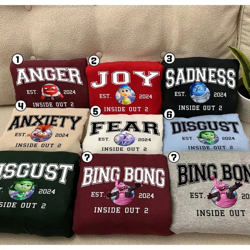 Inside Out Characters Shirts, Inside Out Sweatshirt, Group Matching, Inside Out Family Party, Halloween Matching Costume, It's Okay To Feel All The Feels Shirt, Inside out t shirt, Emotional support shirtstyle{n002}3