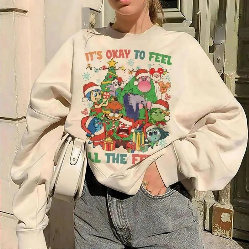 Inside Out Christmas Shirt, It's Okay To Feel All The Feels Shirt, Inside Out Movie, Christmas Gift