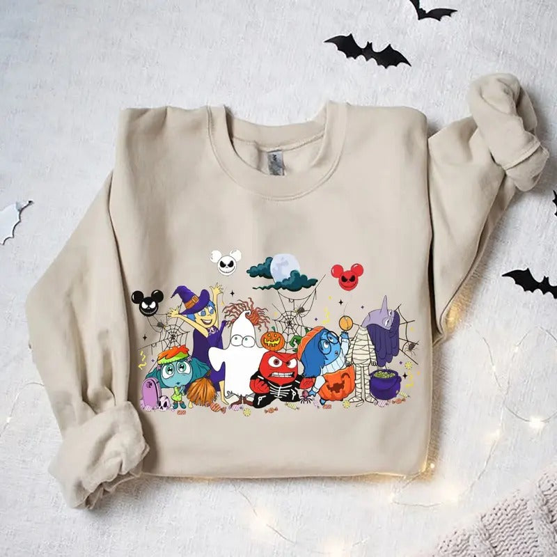 Inside Out Halloween Shirt, Characters Halloween , Inside Out 2 Movie Joy Disgust Anger Sadness Fear Anxiety Envy Ennui Embarrassment Pumpkin Ghost Family, It's Okay To Feel All The Feels Shirt, halloween shirt, Inside Out 2shirt
