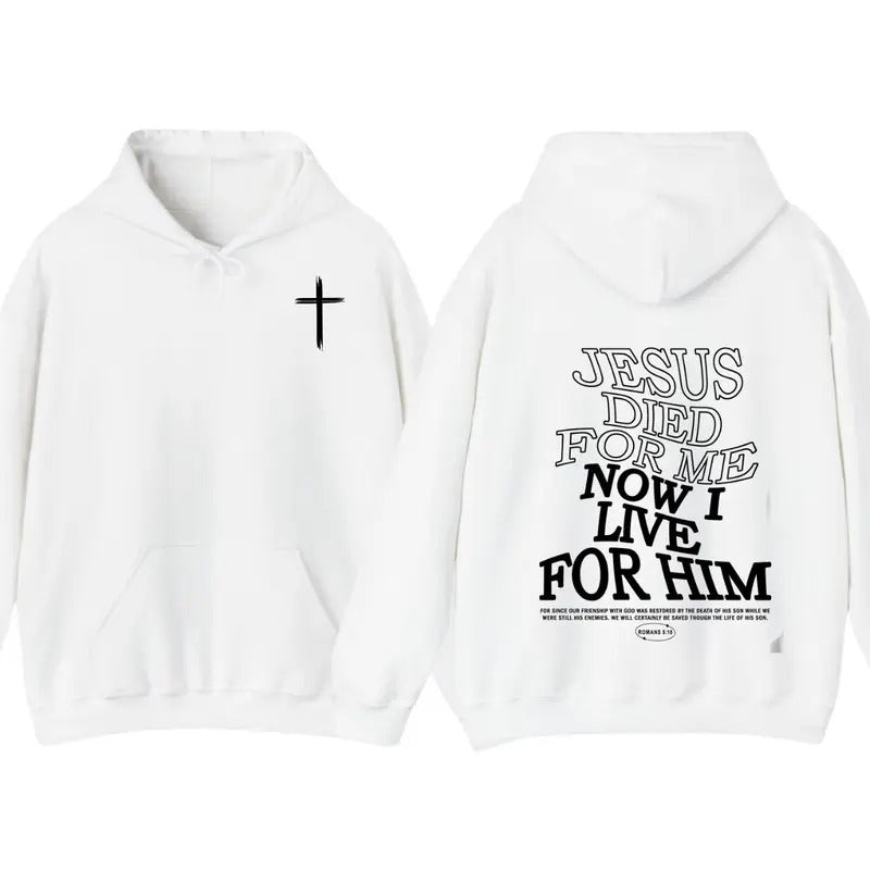 Inspirational Christian Hoodie with Cross - Jesus Died for Me Hoodie for Men - Sweaters, Menswear Tops Underwear