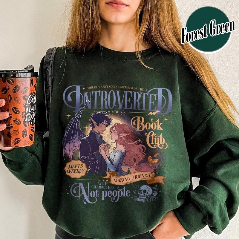 Introverted Reading Sweatshirt, Introverted Book Club T-Shirt, Romantasy Readers Society, Introverted Book Club Shirt, Antisocial Book Club Tshirt