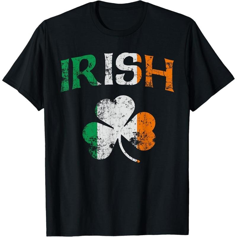Irish Shamrock Ireland Flag St Patricks Day Vintage Fade T-Shirt made in USA