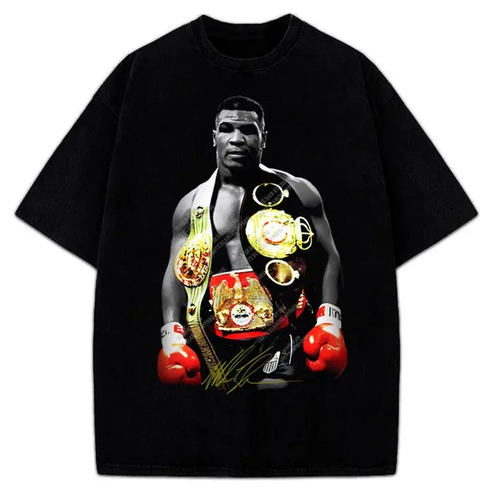 Iron Mike Graphic Tee Undisputed World Heavyweight Champion Belts Vintage Graphic T-Shirt