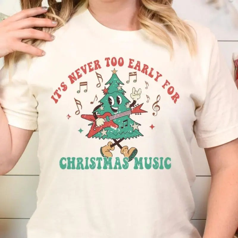 It's Never Too Early For Christmas Music Shirt, Christmas Music Shirt, Christmas Music Lover Shirt, Retro Christmas Music Shirt, Retro Xmas