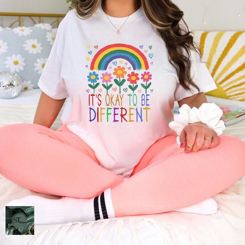 It's Ok To Be Different Autism Acceptance White 100% Ring spun Cotton T-Shirt Unisex Fit