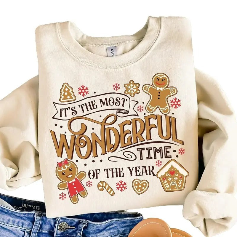 It's The Most Wonderful Time Of The Year Sweatshirt, Christmas Sweatshirt, Cute Gingerbread Sweater, Gift For Christmas,...