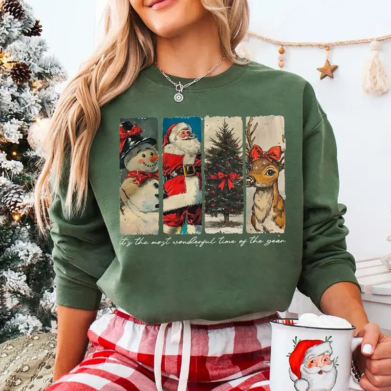 It's The Most Wonderful Time of The Year Sweatshirt, Coquette Christmas Shirt, Small Town Girl Christmas Sweatshirt, Reindeer Snowman Christmas Shirt, Vintage Christmas Sweatshirt
